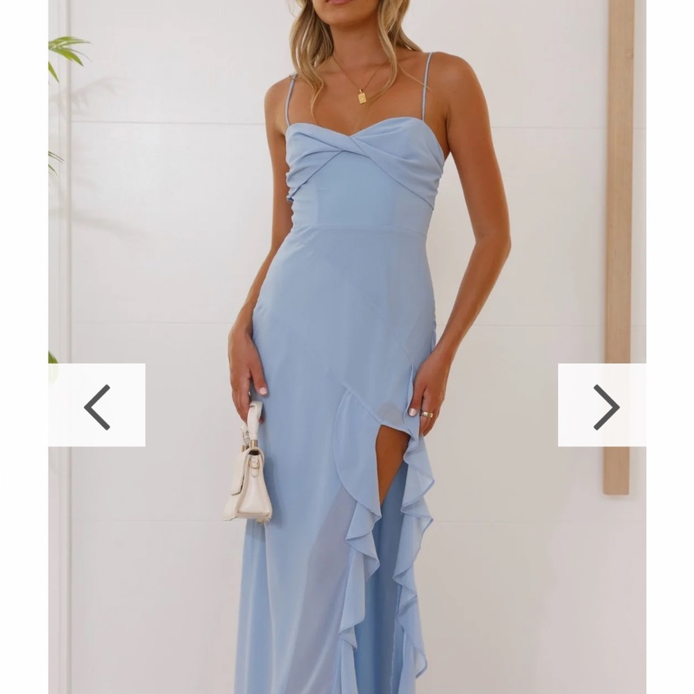 Elegant Blue Spaghetti Strap Dress